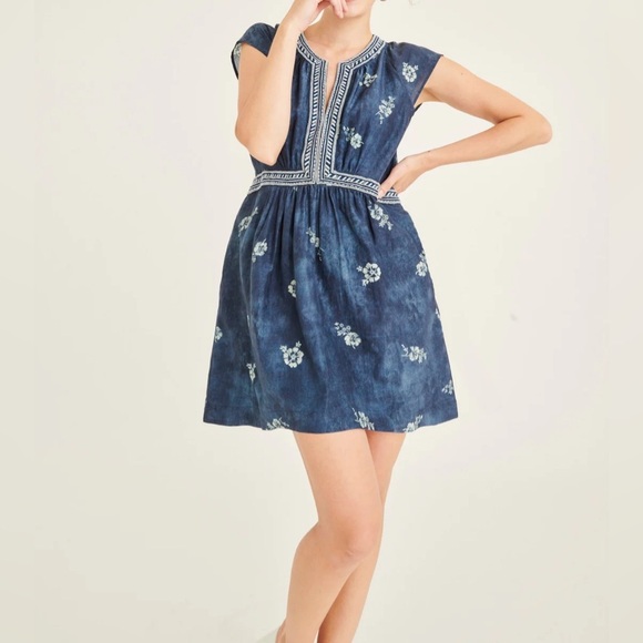 Secret Mission Mirelle Organic Cotton Embroidered Mini Dress Size Medium NWT - Picture 6 of 8